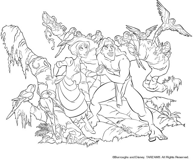 Coloriage et dessins gratuits Tarzan dans le royaume de la jungle à imprimer