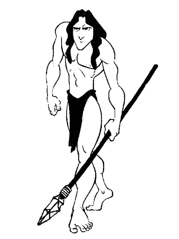 Coloriage et dessins gratuits Tarzan en noir et blanc à imprimer