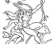 Coloriage Tarzan et Jane dans La Forêt