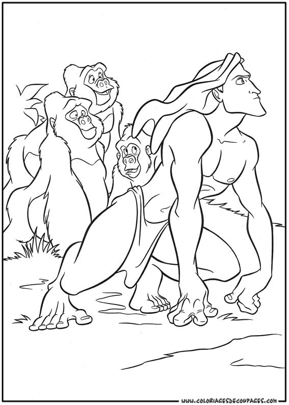 Coloriage et dessins gratuits Tarzan et Les Animaux à imprimer