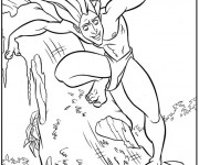 Coloriage Tarzan heureux dans La For&ecirc;t