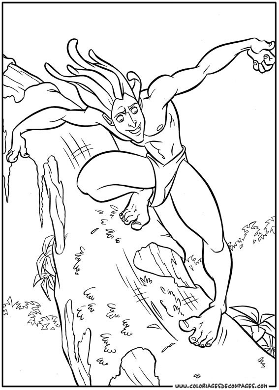 Coloriage et dessins gratuits Tarzan heureux dans La Forêt à imprimer