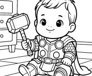 Coloriage B&eacute;b&eacute; Thor de dessin anim&eacute;
