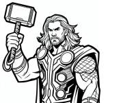 Coloriage Design du prince Thor avec son marteau