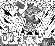 Coloriage Dieu du tonnerre Thor