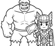 Coloriage Hulk et Thor style cartoon
