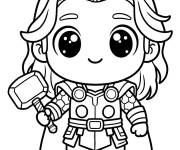 Coloriage Kawaii Thor