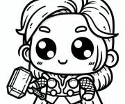 Coloriage Kawaii Thor mignon
