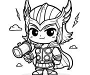 Coloriage Kawaii Thor pour les petits