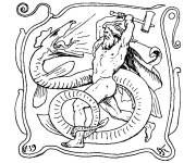 Coloriage Mythologie nordique de Thor et Jörmungandr