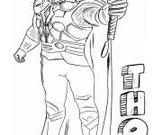 Coloriage Prince Thor levant son marteau