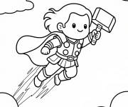 Coloriage Sc&egrave;ne de Thor en volant de bande anim&eacute;e