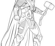 Coloriage Sc&egrave;ne de Thor tenant son Mjellnir