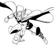 Coloriage et dessins gratuit Thor attaque dans l'air à imprimer