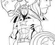 Coloriage Thor avec Captain America et Ironman