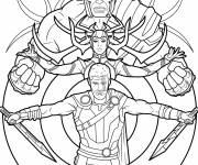 Coloriage Thor avec Hulk et Hela