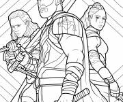 Coloriage Thor avec Loki et Valkyrie