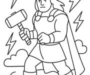 Coloriage Thor avec sa hache style cartoon