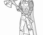 Coloriage Thor avec son arme populair