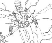 Coloriage Thor avec son marteau