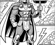 Coloriage Thor avec son Mj&ouml;llnir style manga