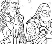 Coloriage Thor avec son p&egrave;re