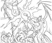Coloriage Thor contre le dragon