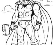 Coloriage Thor debout sous les nuages