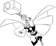 Coloriage et dessins gratuit Thor dieu du tonnerre à imprimer