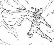 Coloriage Thor, Dieu du Tonnerre, bondissant dans les airs