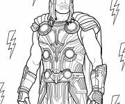 Coloriage Thor en armure d&eacute;taill&eacute;e avec motifs d'&eacute;clairs