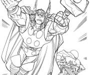 Coloriage Thor en volant &agrave; pleine vitesse