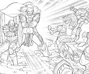Coloriage Thor et Capitain America contre leurs ennemies