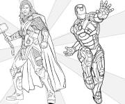 Coloriage Thor et Iron Man