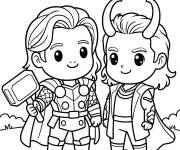 Coloriage Thor et Loki de dessin anim&eacute;