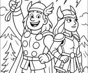 Coloriage Thor et Sif de dessin anim&eacute;