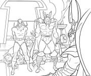 Coloriage Thor et son fr&egrave;re devant le roi d'Asgard