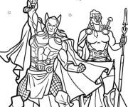 Coloriage Thor et Valkyrie en action