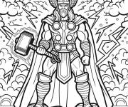 Coloriage Thor fort vue de face