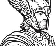 Coloriage Thor h&eacute;ros nordique portant son casque &agrave; ailes