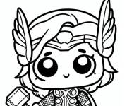 Coloriage Thor kawaii pour maternelle