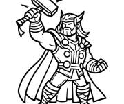Coloriage Thor levant son marteau pour enfants