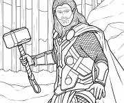 Coloriage Thor maniant le marteau