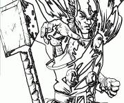 Coloriage Thor Odinson tir son marteau