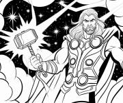 Coloriage Thor parmi les &eacute;toiles