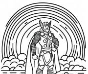Coloriage Thor parmi les nuages