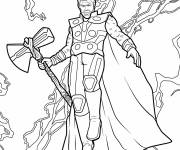 Coloriage Thor planant pendant un &eacute;clair