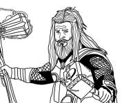 Coloriage Thor poilu avec son marteau