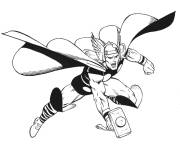 Coloriage et dessins gratuit Thor qui vole vers l'ennemie à imprimer