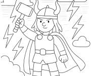 Coloriage Thor Ragnarok style cartoon